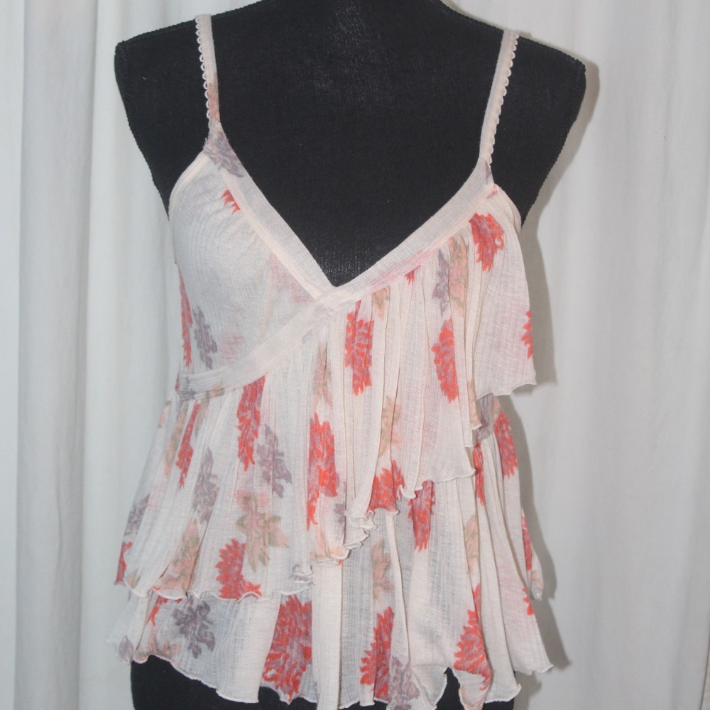 Gently Used Free People Ruffled Crop Tank Top